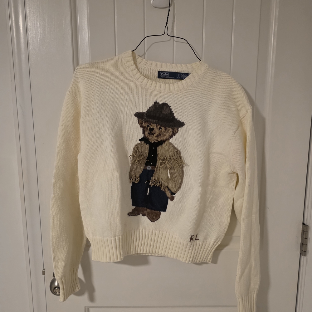 Ralph Lauren Cream Sweater with Cowboy Bear